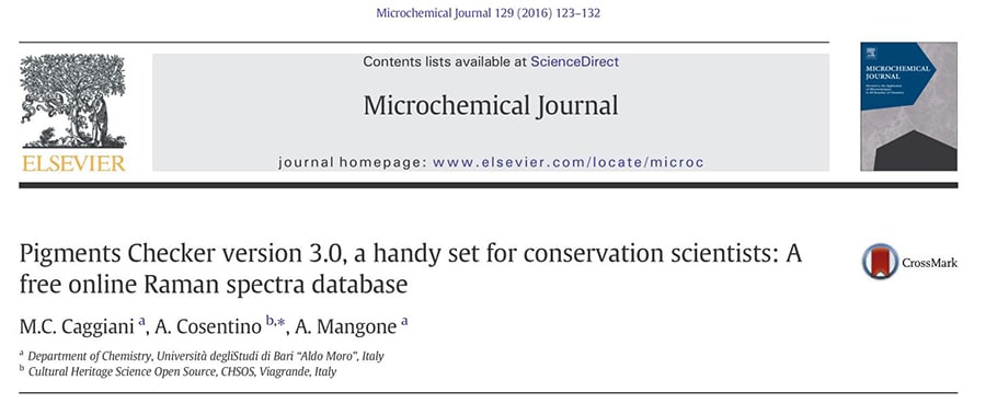 raman spectroscopy database pigments checker free chsos