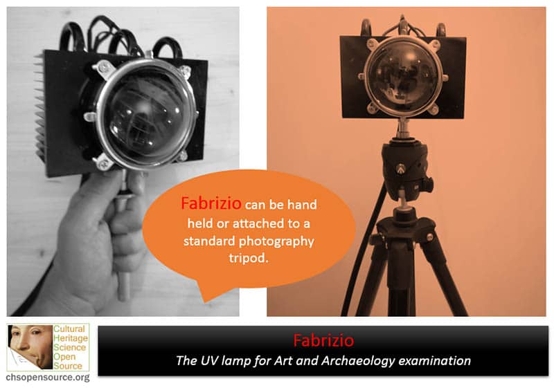 Fabrizio can be hand-held or attached to a standard photography tripod.