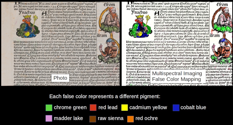 false color mapping of a manuscript with multispectral imaging (MSI)