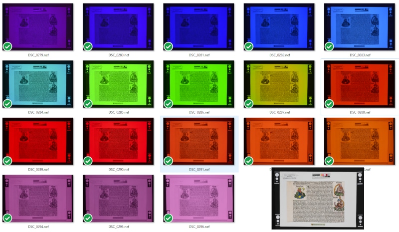 multispectral imaging (MSI) of a manuscript