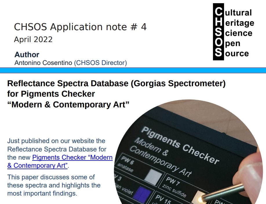 application note 4 Gorgias Reflectance Spectra Database for PIgments Checker Modern & Contemporary Art