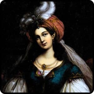 19th-century portrait in Orientalist style on metal plate