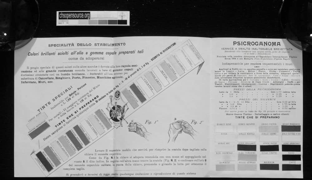 19th-century Color Chart "Ratti Ernesto & C" - Turin -Italy IR