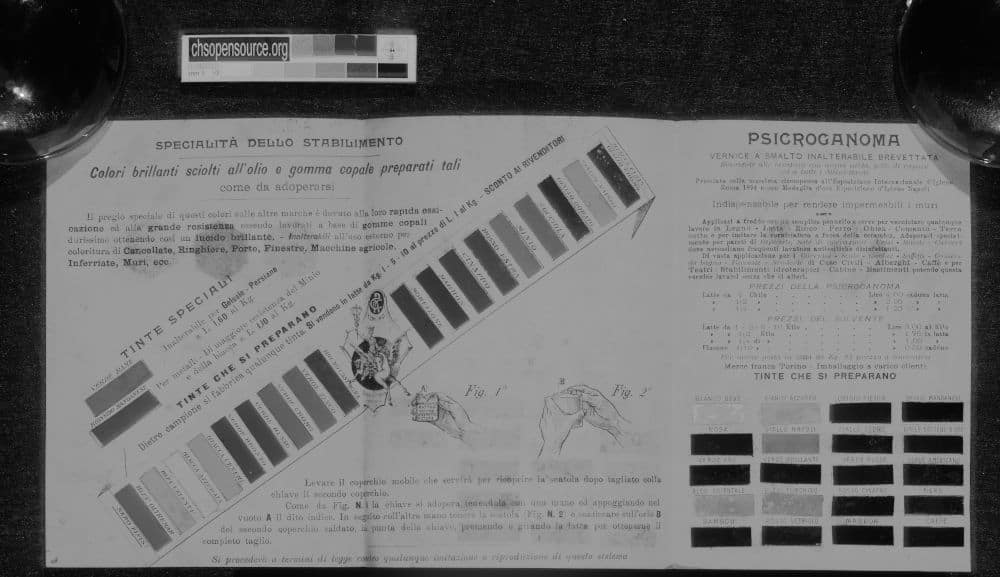19th-century Color Chart "Ratti Ernesto & C" - Turin -Italy UVR