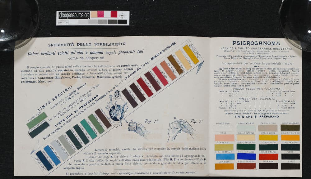 19th-century Color Chart "Ratti Ernesto & C" - Turin -Italy VIS