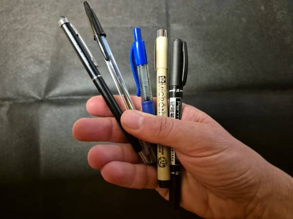 5 pens tested in this "duck" test artifact