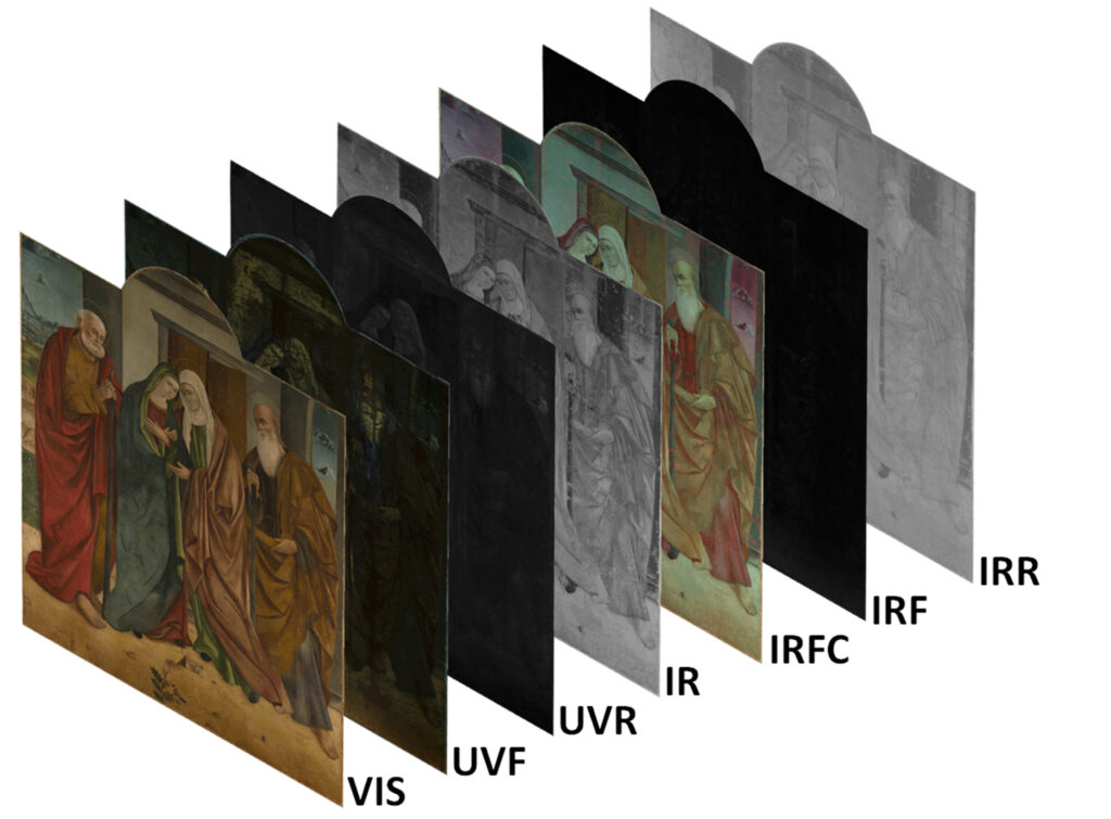Technical Photography Visitation between Saint Joseph and Saint Zachary (1480–1490) by Antonino Giuffrè (Taormina, Sicily)
