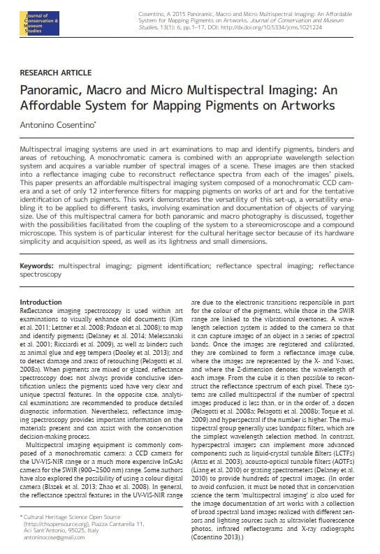 Panoramic, Macro and Micro Multispectral Imaging: An Affordable System for Mapping Pigments on Artworks