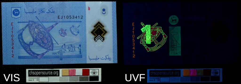 UV fluorescence of banknotes malaysia